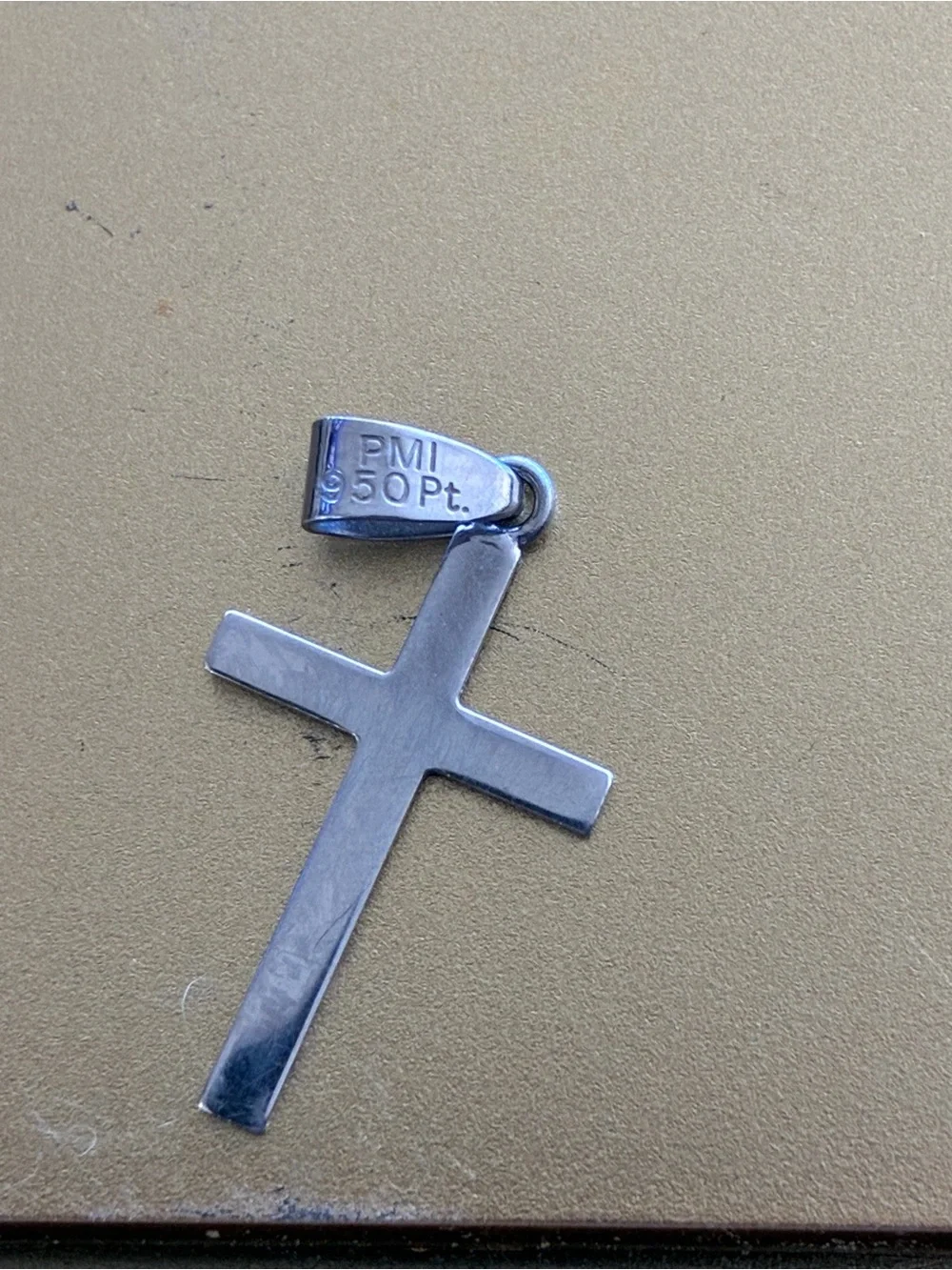 Solid 950 Platinum Plain Cross Pendant 1.00g PMI P+950 Minimalist